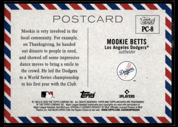 2022 Topps Archives Los Angeles Dodgers #PC-8 Mookie Betts