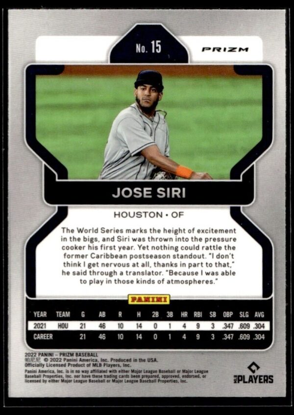 2022 Panini Prizm Houston Astros #15 Jose Siri RC Rookie Blue