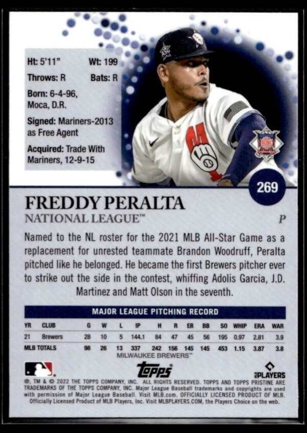 2022 Topps Pristine Milwaukee Brewers #269 Freddy Peralta