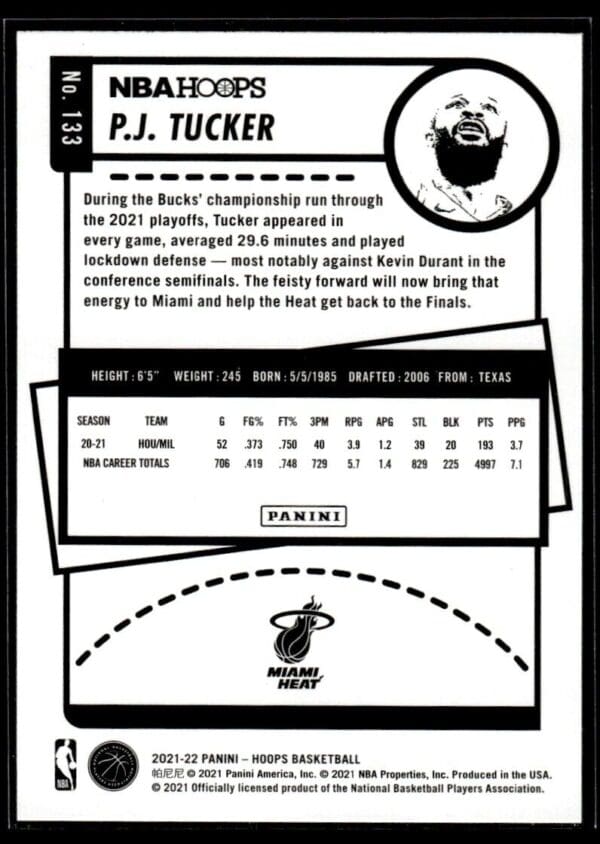 2021 NBA Hoops Winter Edition Miami Heat #133 P.J. Tucker