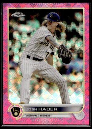 2022 Topps Chrome Milwaukee Brewers #19 Josh Hader 22/199 Pink Logofractor