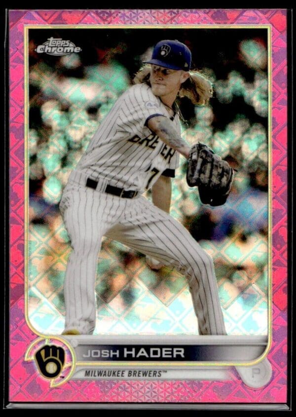 2022 Topps Chrome Milwaukee Brewers #19 Josh Hader 22/199 Pink Logofractor