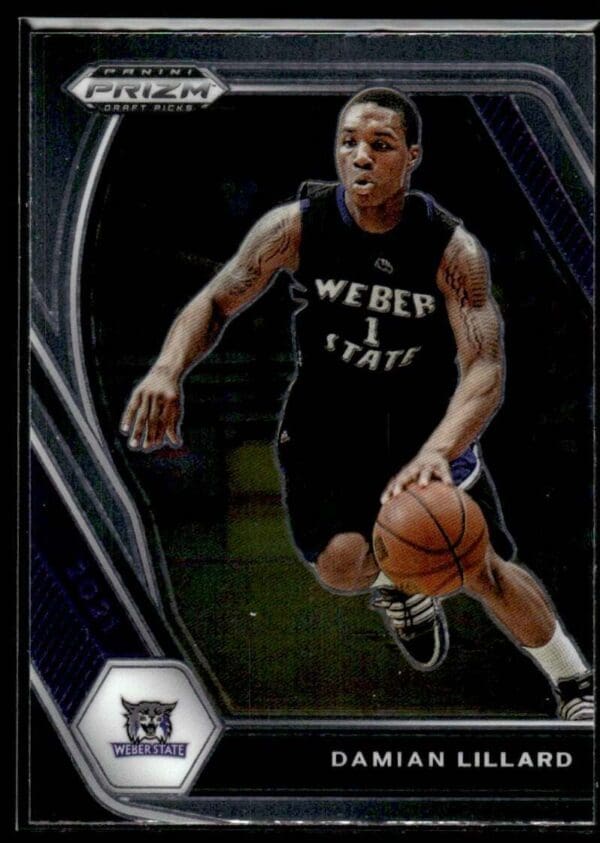 _10 2021 Panini Prizm Draft Picks Weber State Wildcats #83 Damian Lillard
