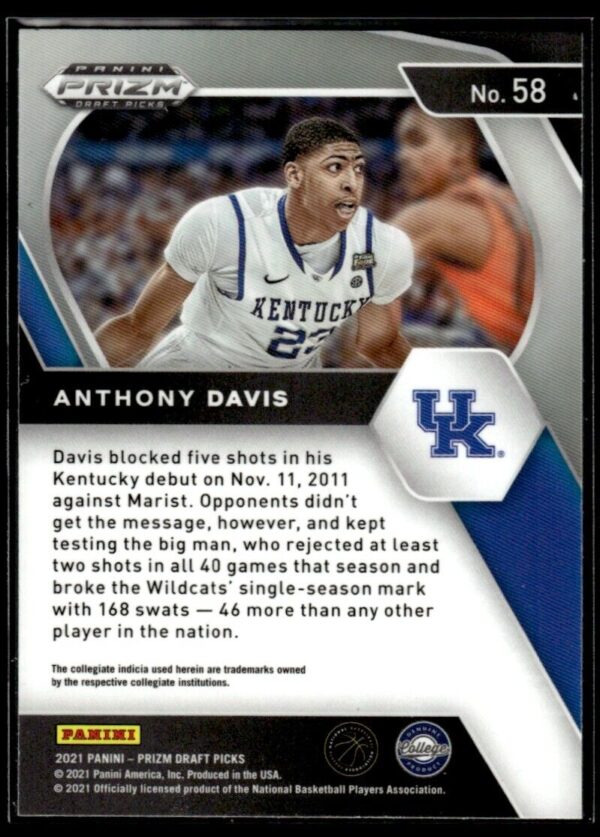 2021 Panini Prizm Draft Picks Kentucky Wildcats #58 Anthony Davis