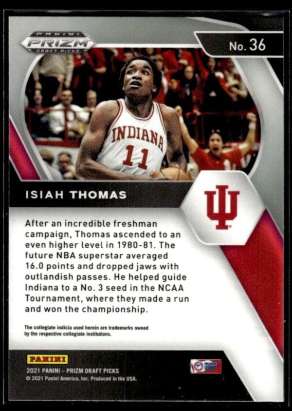 _10 2021 Panini Prizm Draft Picks Indiana Hoosiers #36 Isiah Thomas