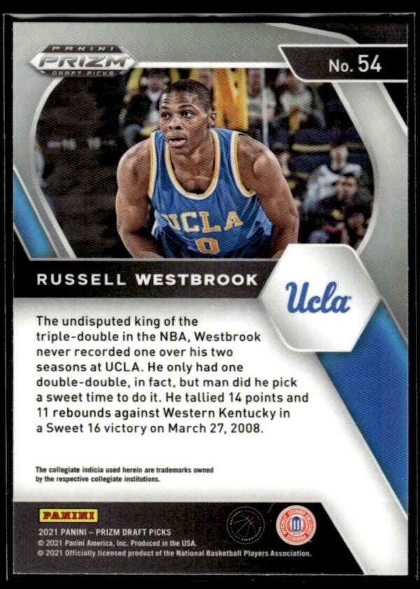 2021 Panini Prizm Draft Picks UCLA Bruins #54 Russell Westbrook
