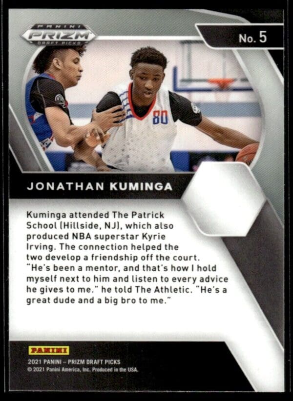 2021 Panini Prizm Draft Picks Golden State Warriors #5 Jonathan Kuminga RC