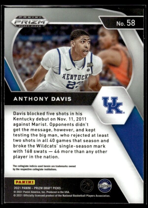 _10 2021 Panini Prizm Draft Picks Kentucky Wildcats #58 Anthony Davis