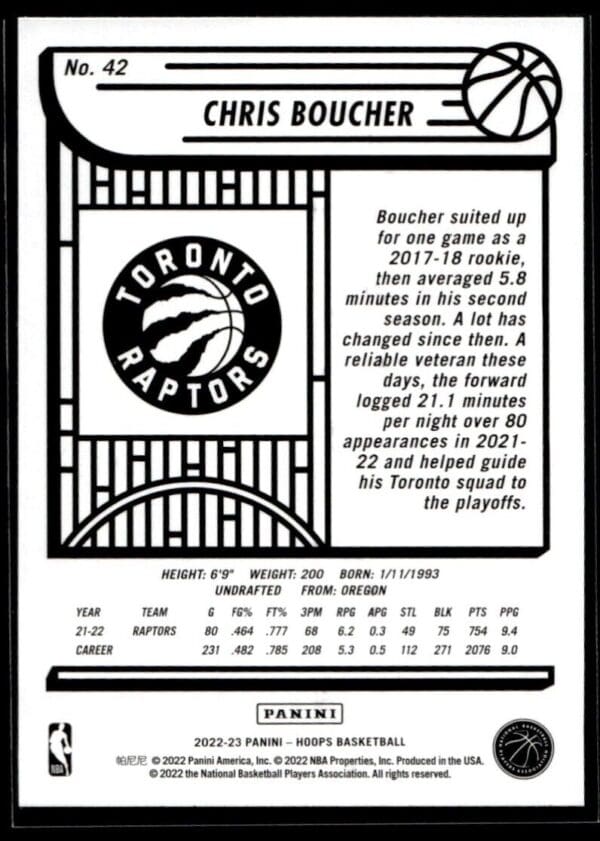 2022 NBA Hoops Toronto Raptors #42 Chris Boucher