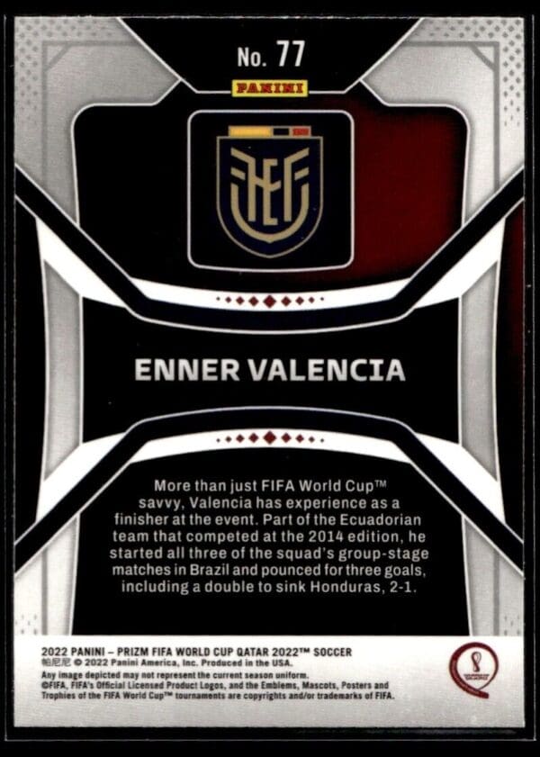2022 Panini Prizm FIFA World Cup Qatar Ecuador #77 Enner Valencia