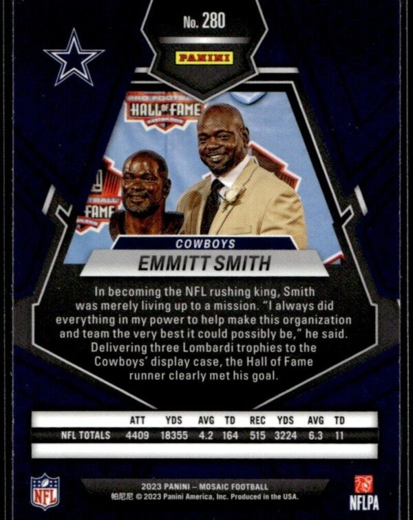 2023 Panini Mosaic Dallas Cowboys #280 Emmitt Smith Pro Football Hall of Fame