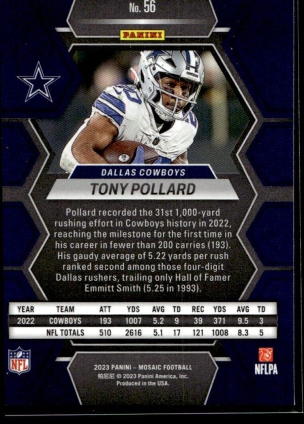 2023 Panini Mosaic Dallas Cowboys #56 Tony Pollard