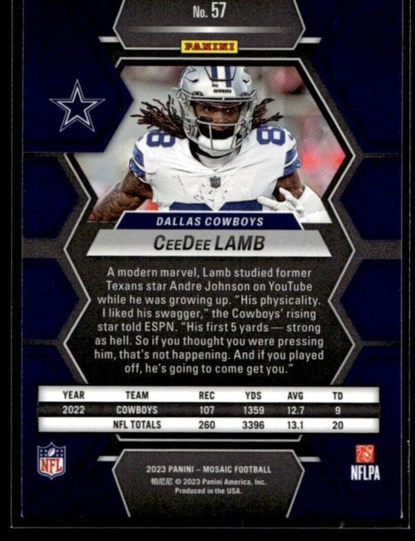 2023 Panini Mosaic Dallas Cowboys #57 CeeDee Lamb
