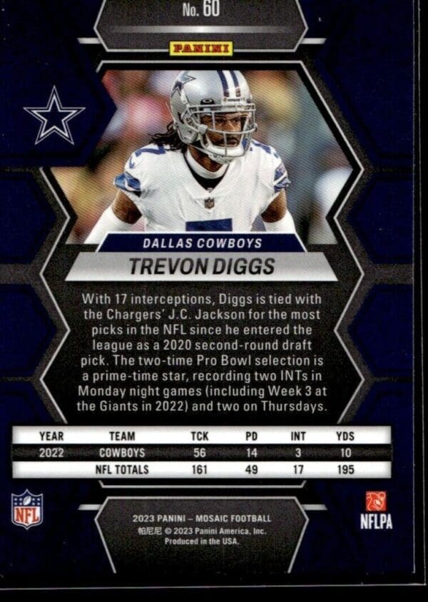 2023 Panini Mosaic Dallas Cowboys #60 Trevon Diggs