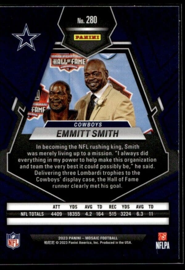 2023 Panini Mosaic Dallas Cowboys #280 Emmitt Smith Pro Football Hall of Fame