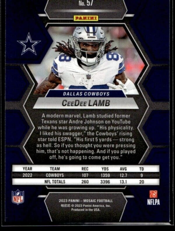 2023 Panini Mosaic Dallas Cowboys #57 CeeDee Lamb