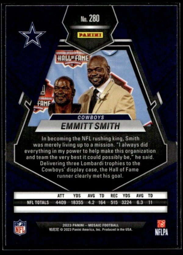 _10 2023 Panini Mosaic Dallas Cowboys #280 Emmitt Smith Pro Football Hall of Fame