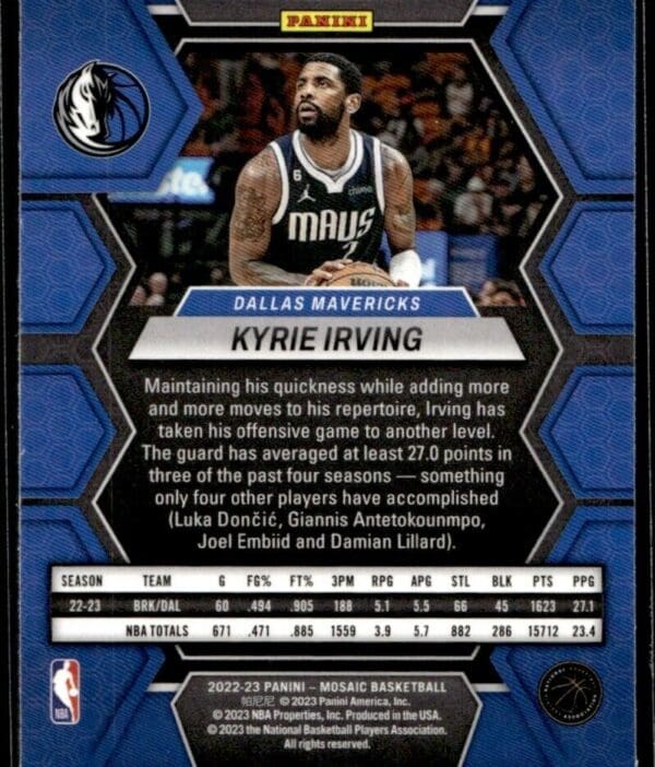 2022 Panini Mosaic Dallas Mavericks #13 Kyrie Irving