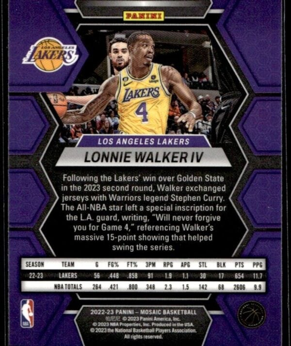 2022 Panini Mosaic Los Angeles Lakers #137 Lonnie Walker IV