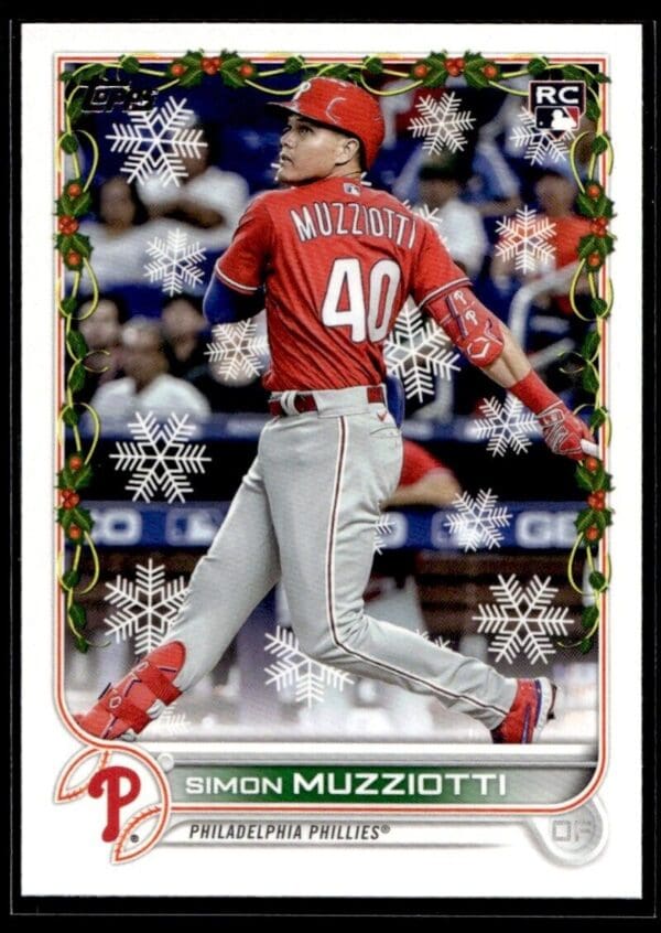 2022 Topps Holiday Philadelphia Phillies #HW32 Simon Muzziotti RC Rookie