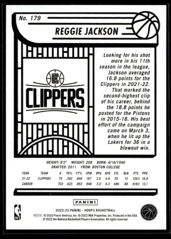 2022 NBA Hoops Los Angeles Clippers #179 Reggie Jackson