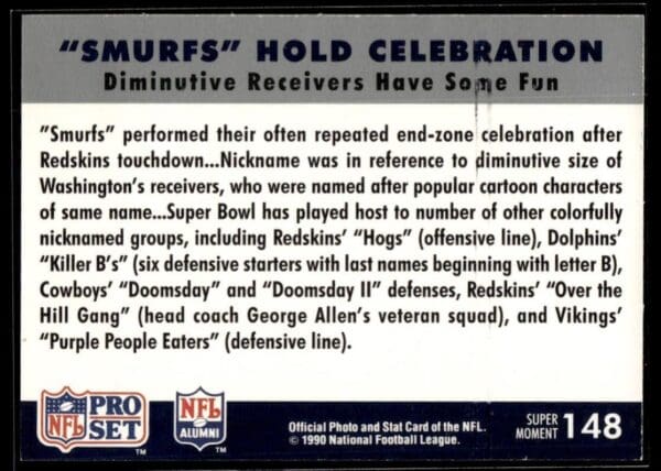 _10 1990 Pro Set Super Bowl 160 Smurfs Hold Celebration #148 Super Bowl