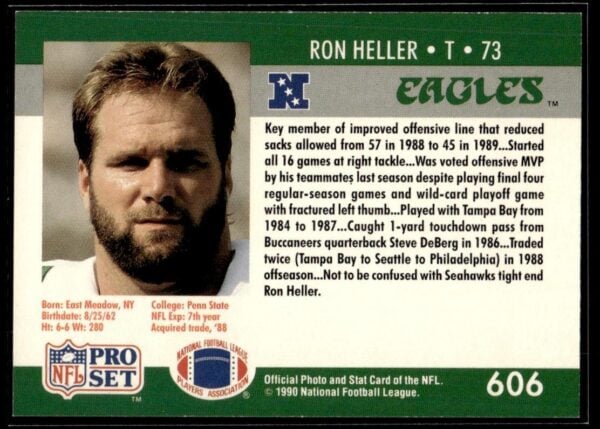 1990 Pro Set Super Bowl 160 Philadelphia Eagles #606 Ron Heller