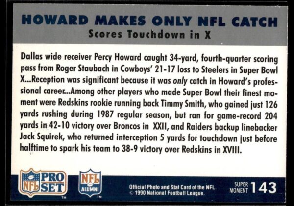 _10 1990 Pro Set Super Bowl 160 Howard Makes Only NFL Catch #143 Super Bowl