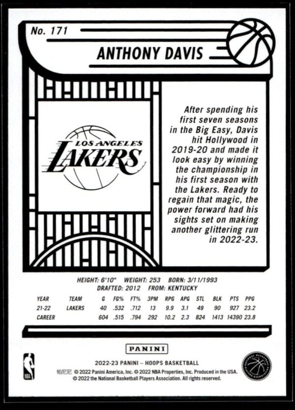 2022 NBA Hoops Los Angeles Lakers #171 Anthony Davis