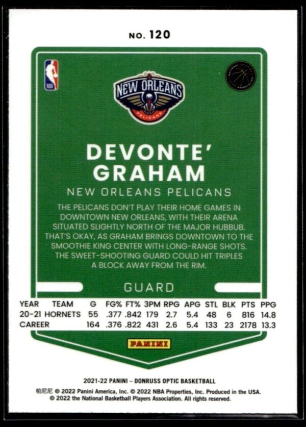 _10 2021 Donruss Optic New Orleans Pelicans #120 Devonte' Graham