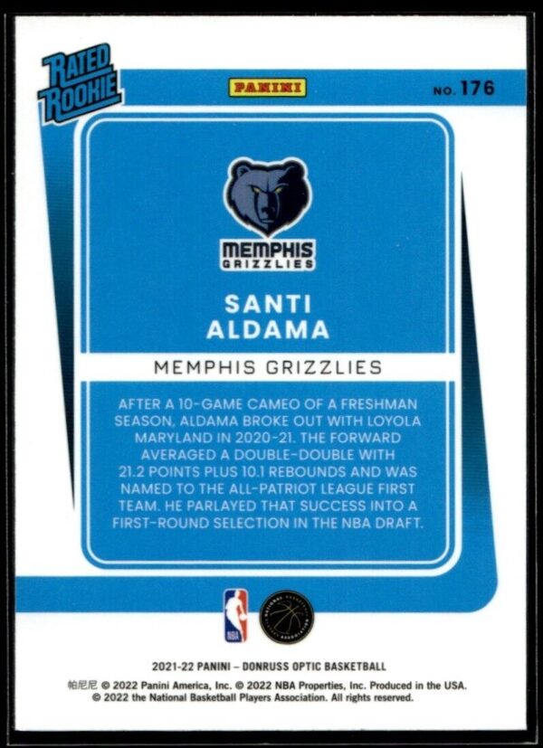 2021 Donruss Optic Memphis Grizzlies #226 Santi Aldama RC Rookie