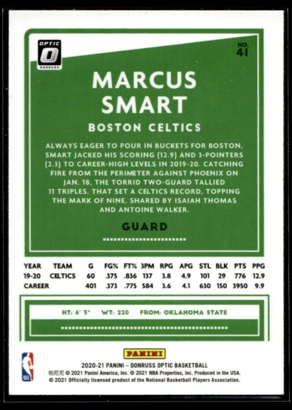 2020 Donruss Optic Boston Celtics #41 Marcus Smart
