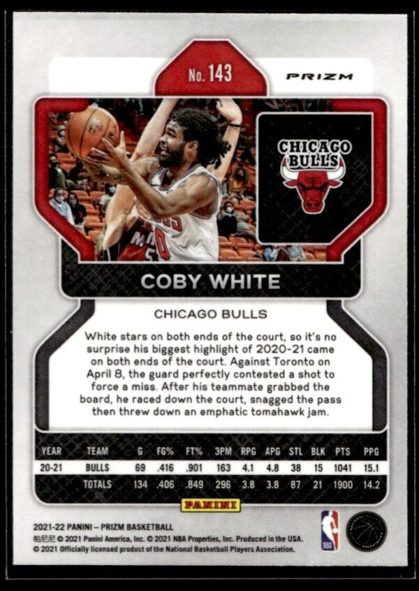2021 Panini Prizm Cracked Ice Chicago Bulls #143 Coby White
