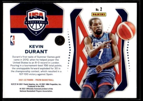 2021 Panini Prizm USA Basketball USA #2 Kevin Durant