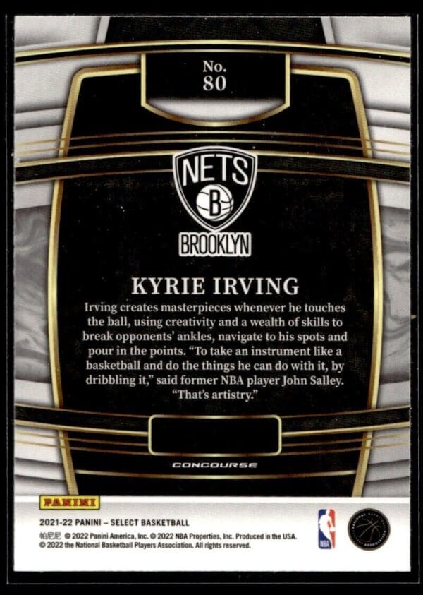 2021 Panini Select Brooklyn Nets #80 Kyrie Irving