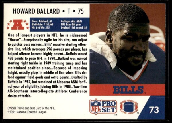 1991 Pro Set Buffalo Bills #73 Howard Ballard