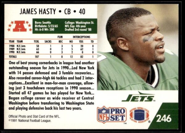 1991 Pro Set New York Jets #246 James Hasty