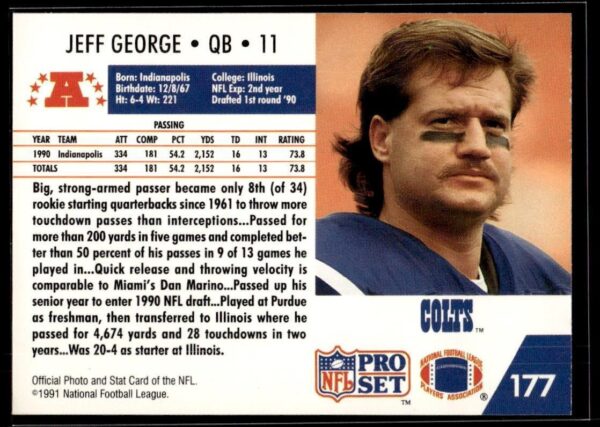 1991 Pro Set Indianapolis Colts #177 Jeff George