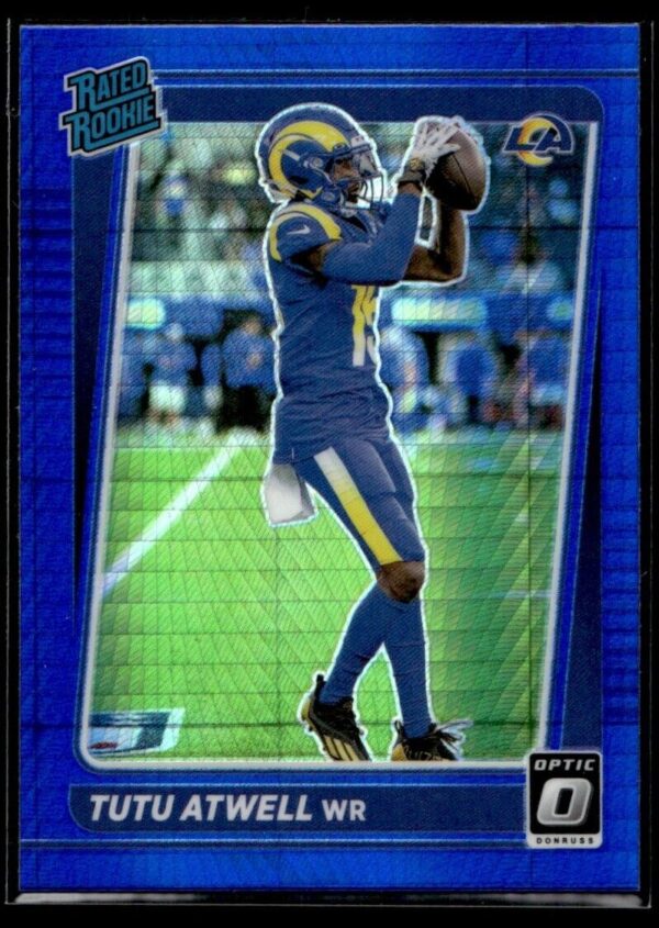 2021 Donruss Optic Tutu Atwell Rookie Los Angeles Rams #220 Blue Hyper Prizm
