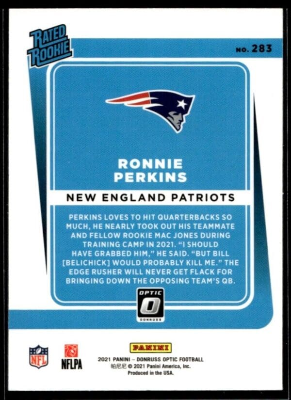 2021 Donruss Optic Ronnie Perkins Rookie New England Patriots #283
