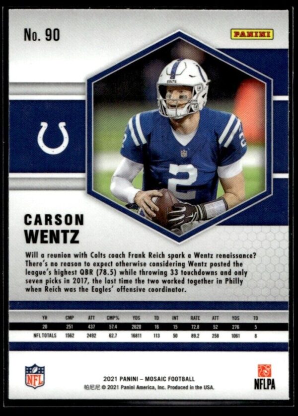 2021 Panini Mosaic Carson Wentz Indianapolis Colts #90