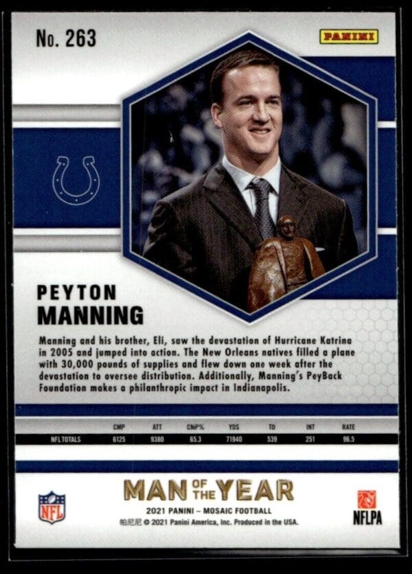 2021 Panini Mosaic Man of the Year Peyton Manning Indianapolis Colts #263