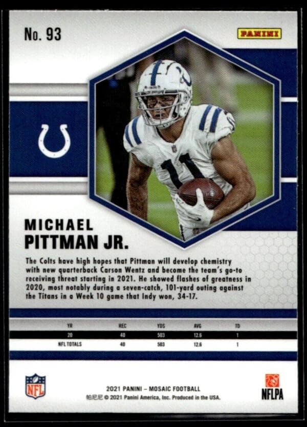 2021 Panini Mosaic Michael Pittman Jr. Indianapolis Colts #93