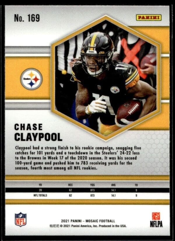2021 Panini Mosaic Chase Claypool Pittsburgh Steelers #169