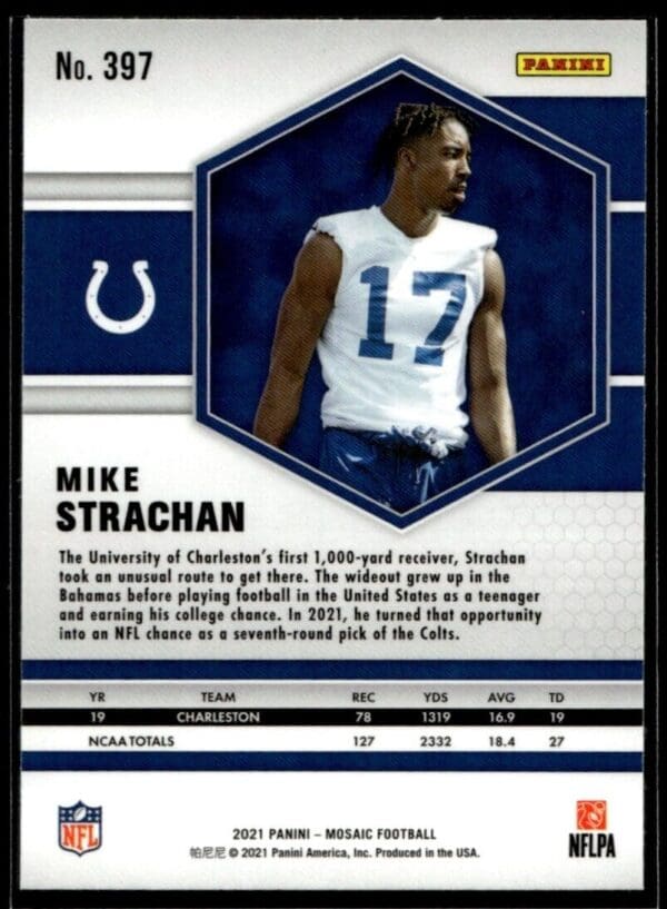 2021 Panini Mosaic Mike Strachan Rookie Indianapolis Colts #397