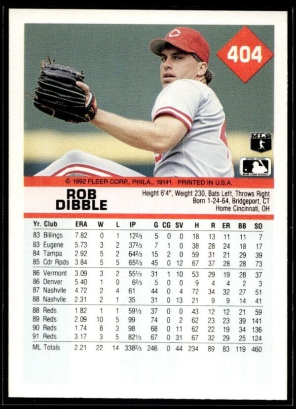 1992 Fleer Cincinnati Reds #404 Rob Dibble
