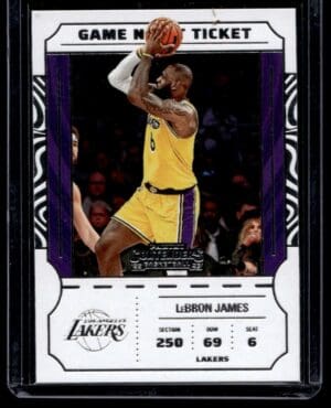 _10 2022 Panini Contenders Los Angeles Lakers #21 LeBron James Silver Game Night Tic