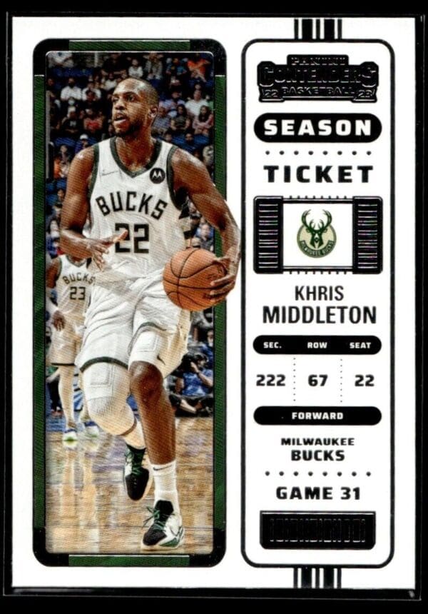 _10 2022 Panini Contenders Milwaukee Bucks #37 Khris Middleton