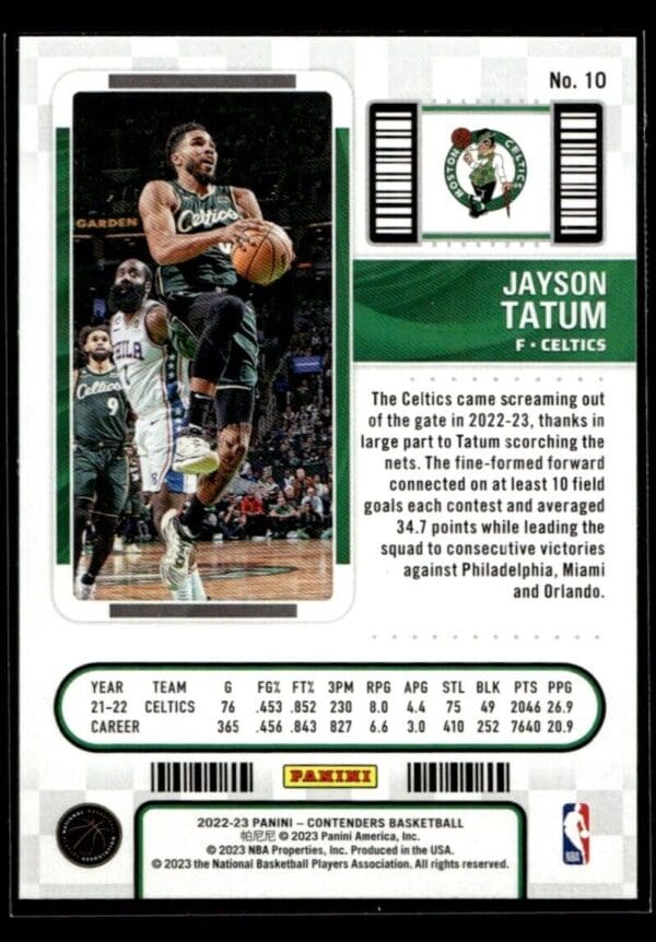 2022 Panini Contenders Boston Celtics #10 Jayson Tatum
