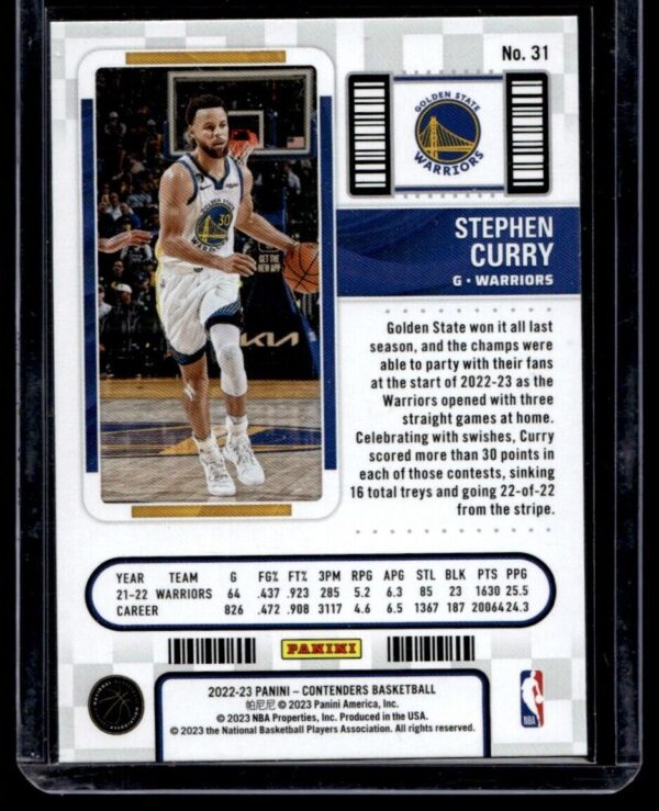 _10 2022 Panini Contenders Golden State Warriors #31 Stephen Curry Red Game Ticket